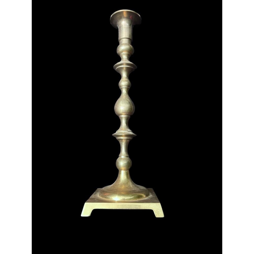 Tall Brass Candlestick 14.5” Heavyweight MCM Style Boho